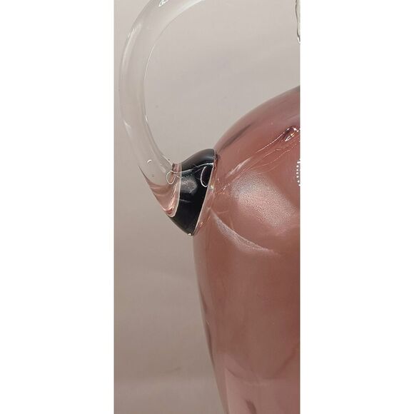 Amethyst Glass with Applied Clear Lip and Handle Hand Blown 10.5" Jug Vase - Picture 10 of 16